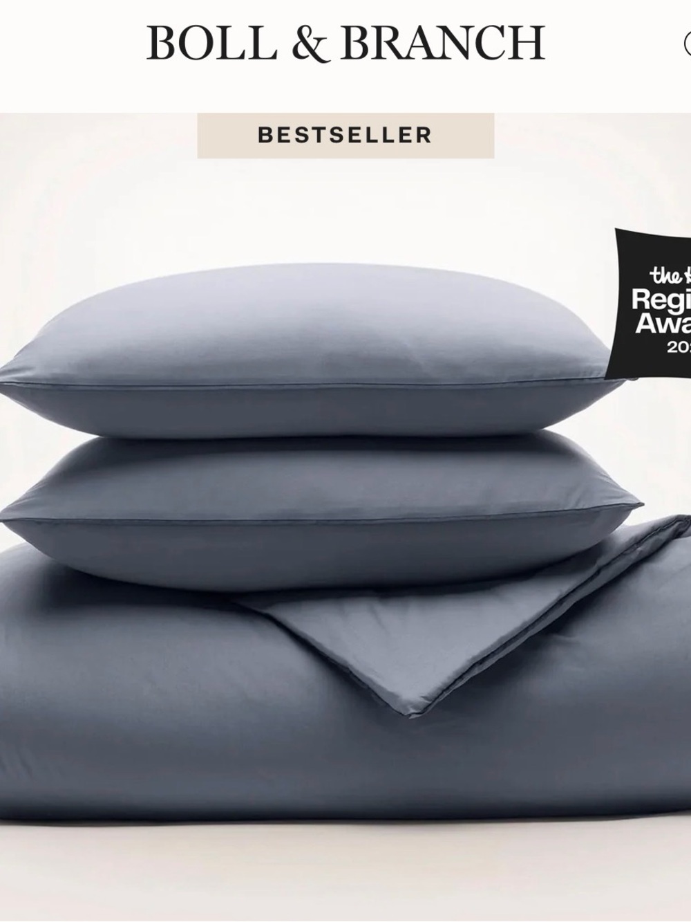 Boll & Branch Organic Cotton Signature Comforter and Shams In Mineral King 1320